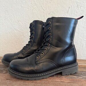 Vepose Black Combat Boots w/ Side Zipper | Lace-Up Lug Sole | Size 9